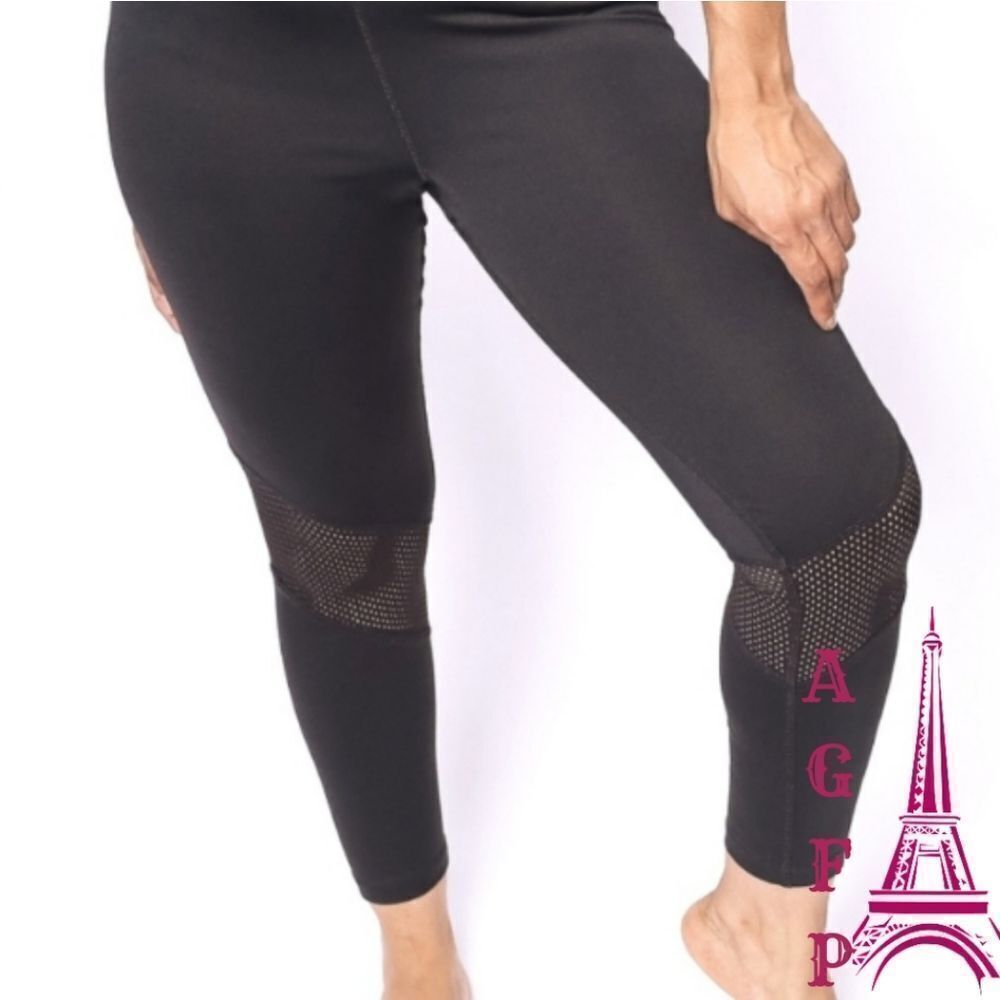 💖 2/$30 Forever 21 Womens black mesh cropped workout Athleisure leggings M